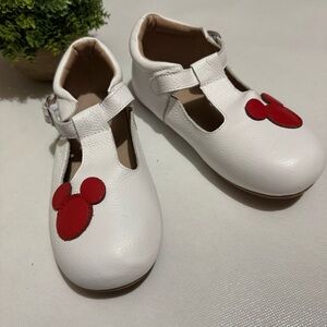 Your Tay White Red Leather Disney Mickey Minnie Mouse Mary Jane Shoes Size 2